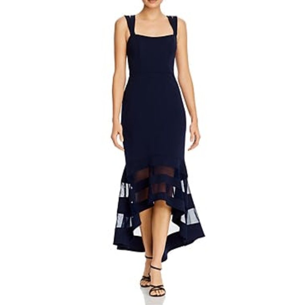 AQUA Double-Strap Illusion-Hem Midi Dress Size 2